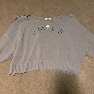 Lauren Conrad Cropped Smile Sweater XXL Pale Blue